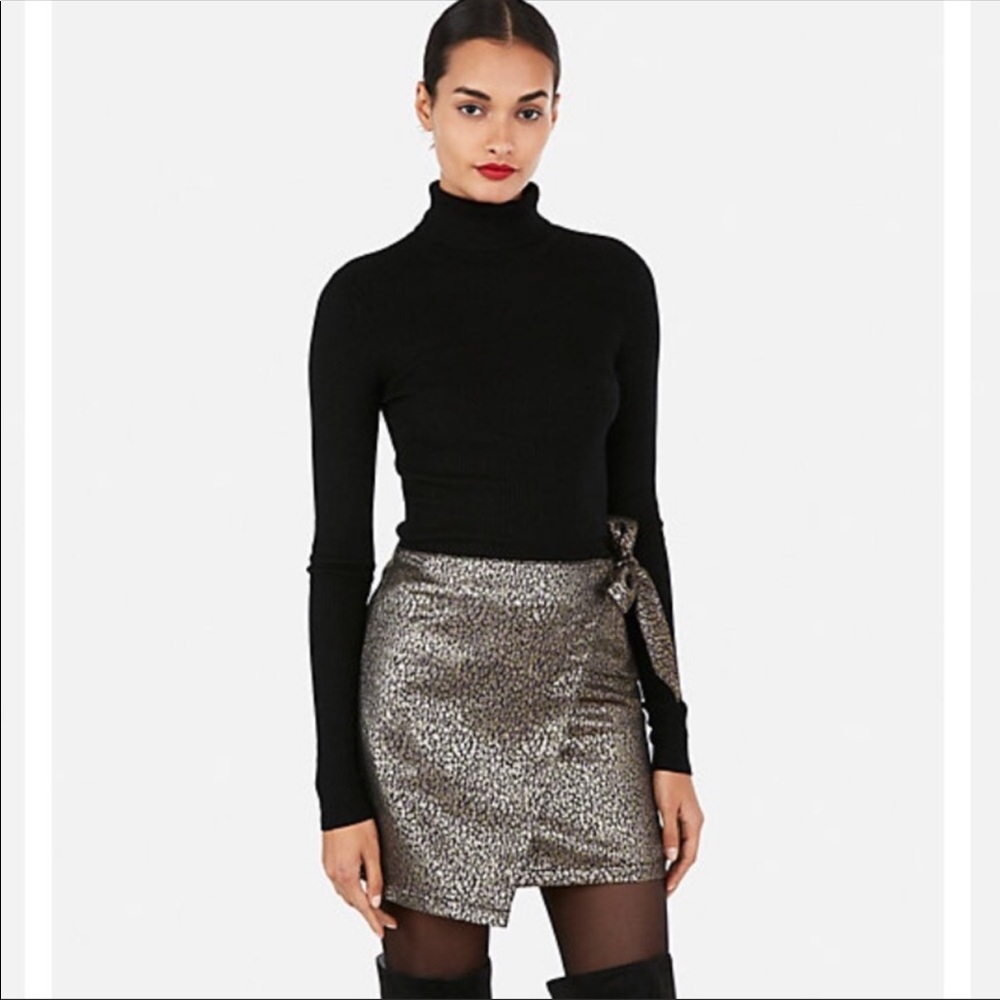 Express Jaquard Animal Print Wrap Mini skirt